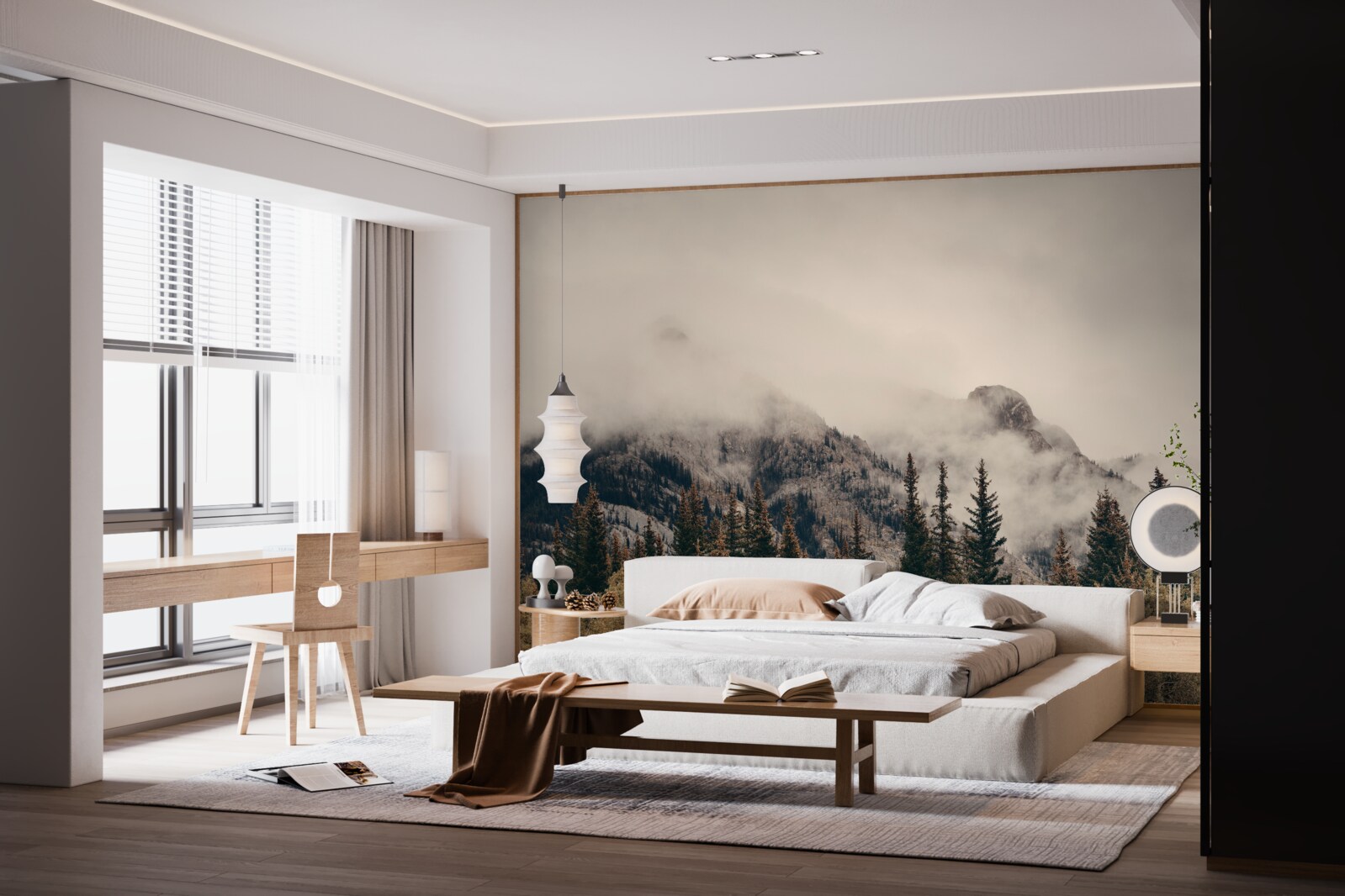 Fototapeta wysokie góry są pokryte mgłą