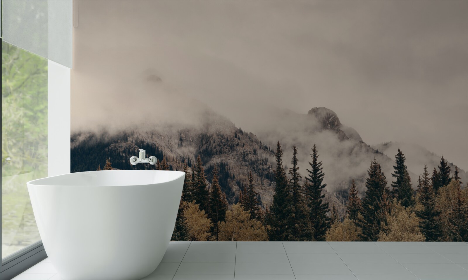 Fototapeta wysokie góry są pokryte mgłą