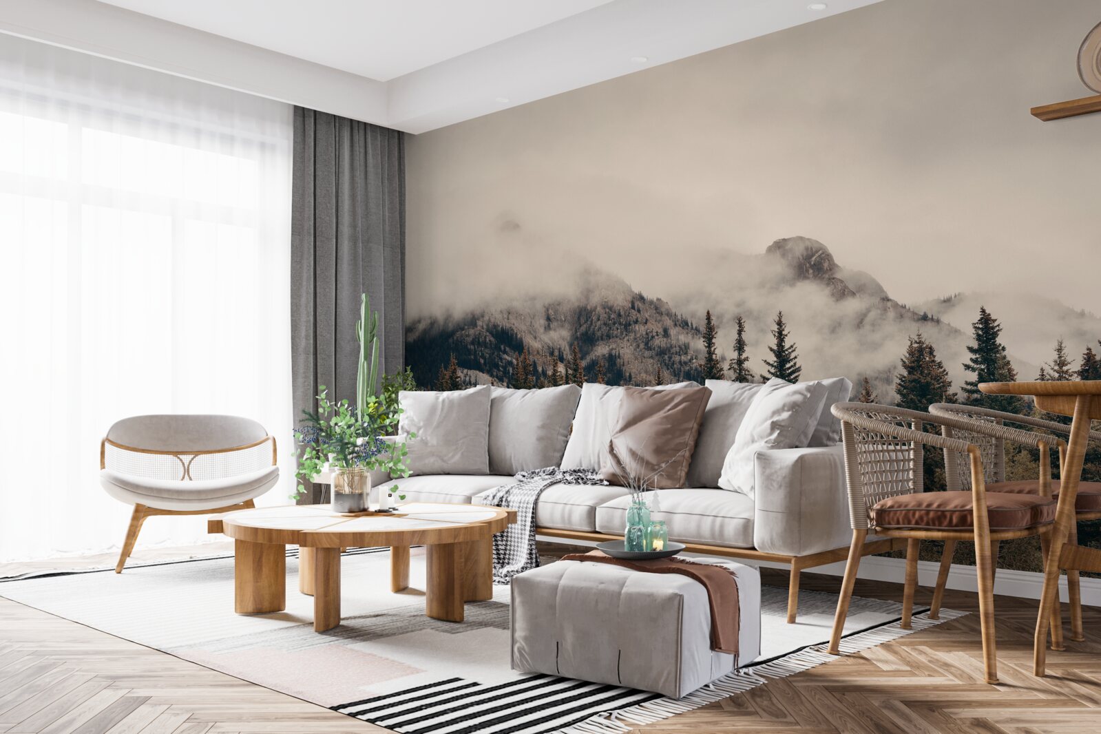 Fototapeta wysokie góry są pokryte mgłą