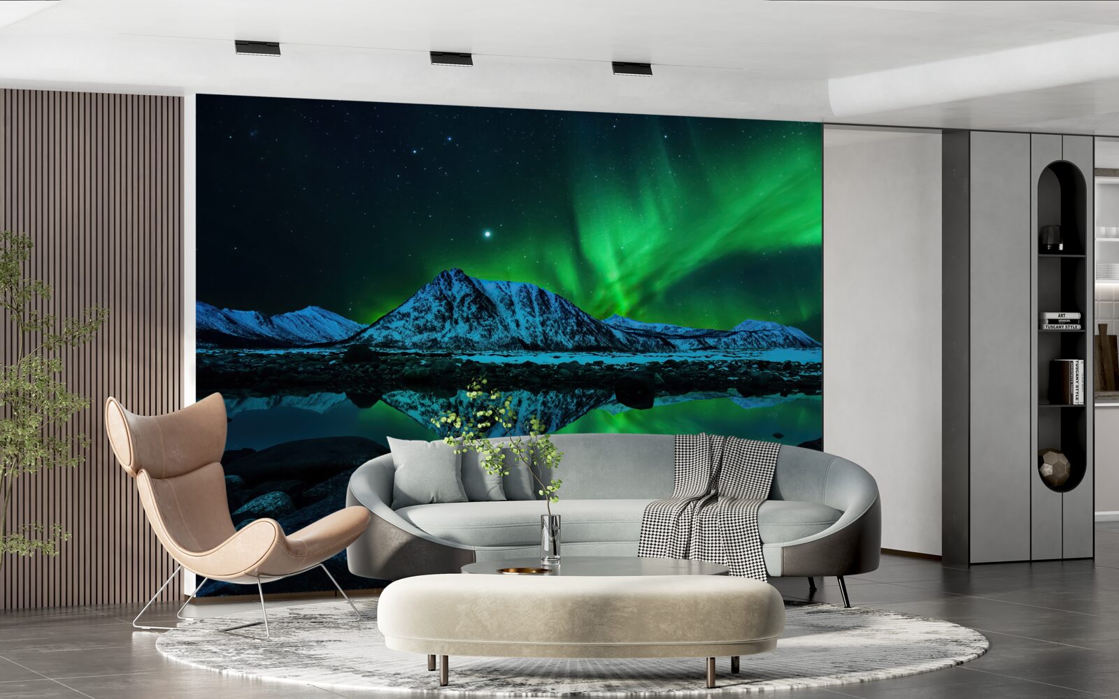 Fototapeta niesamowite zorze polarne nad morzem