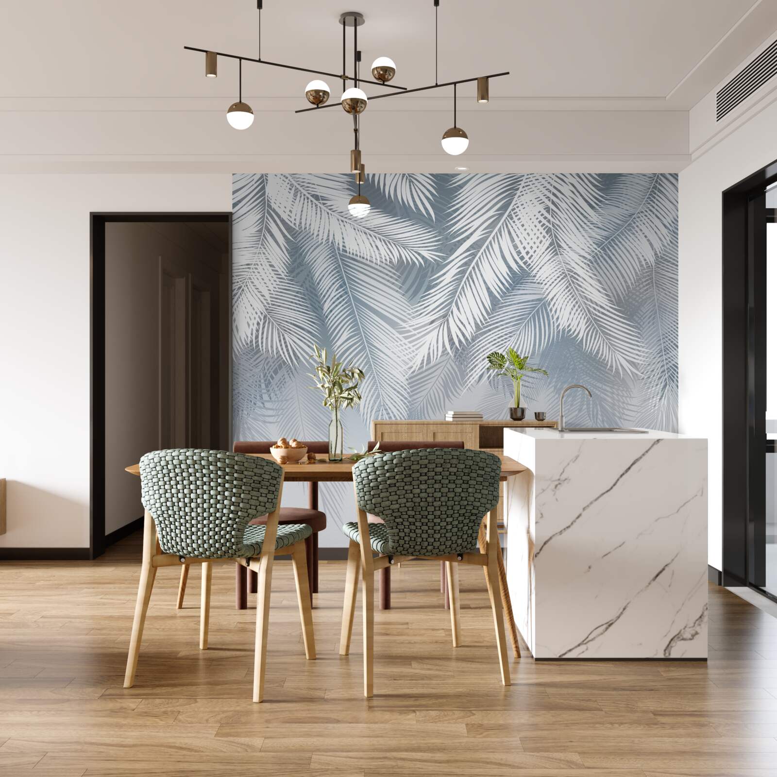 Fototapeta liście przypominające pióra, zwisające