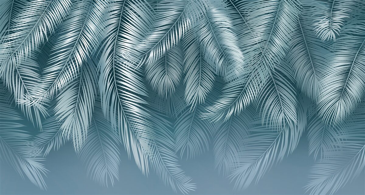 Fototapeta liście piór w turkusowym odcieniu