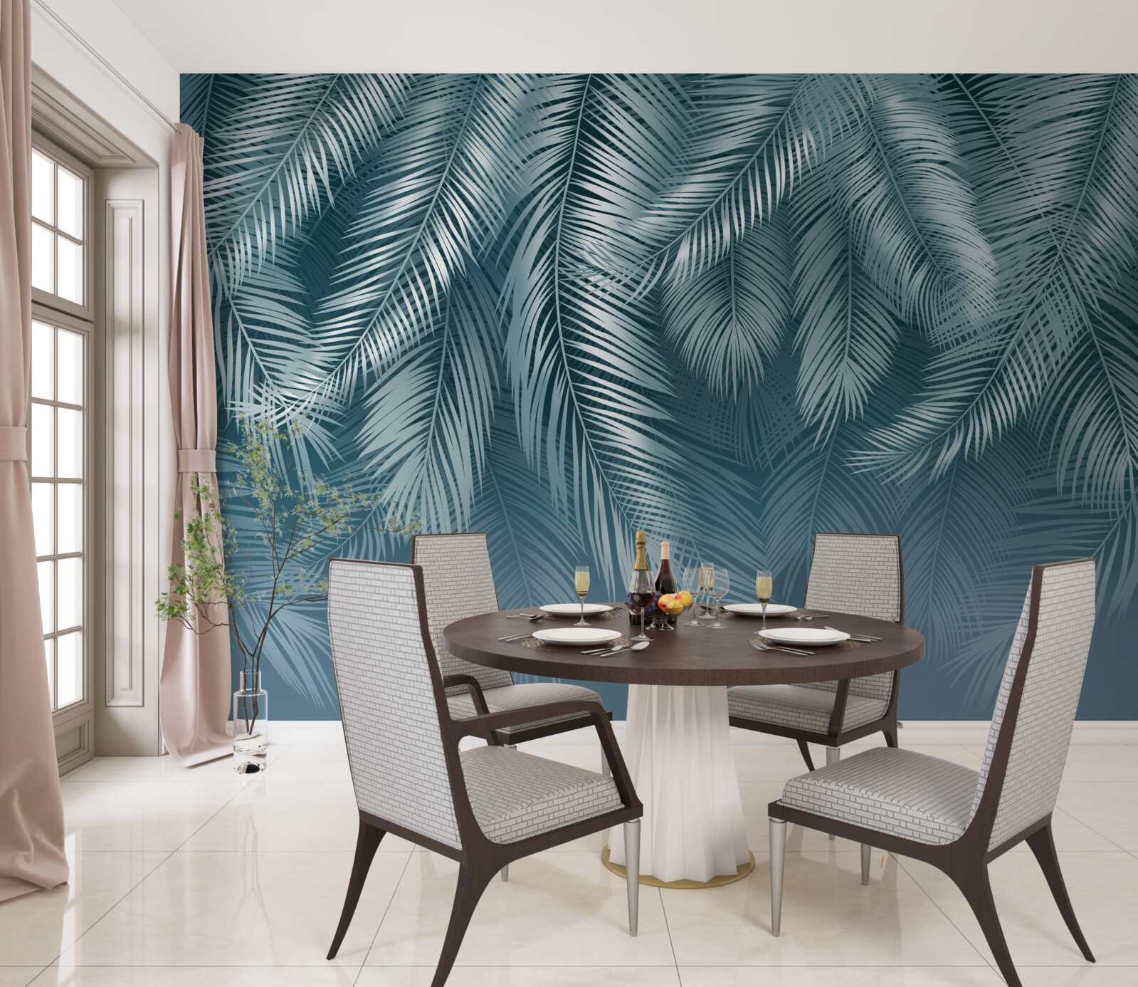 Fototapeta liście piór w turkusowym odcieniu