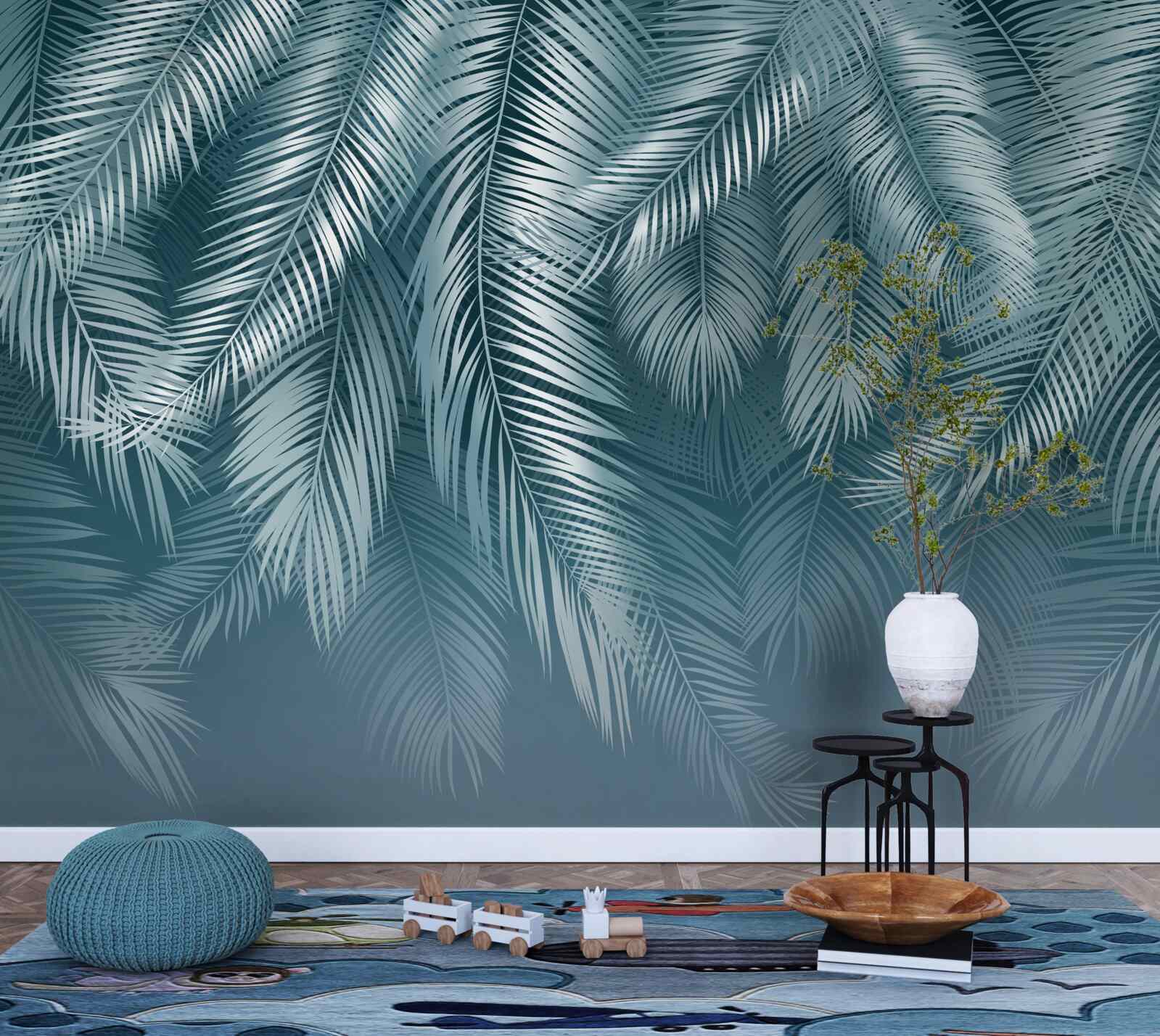 Fototapeta liście piór w turkusowym odcieniu