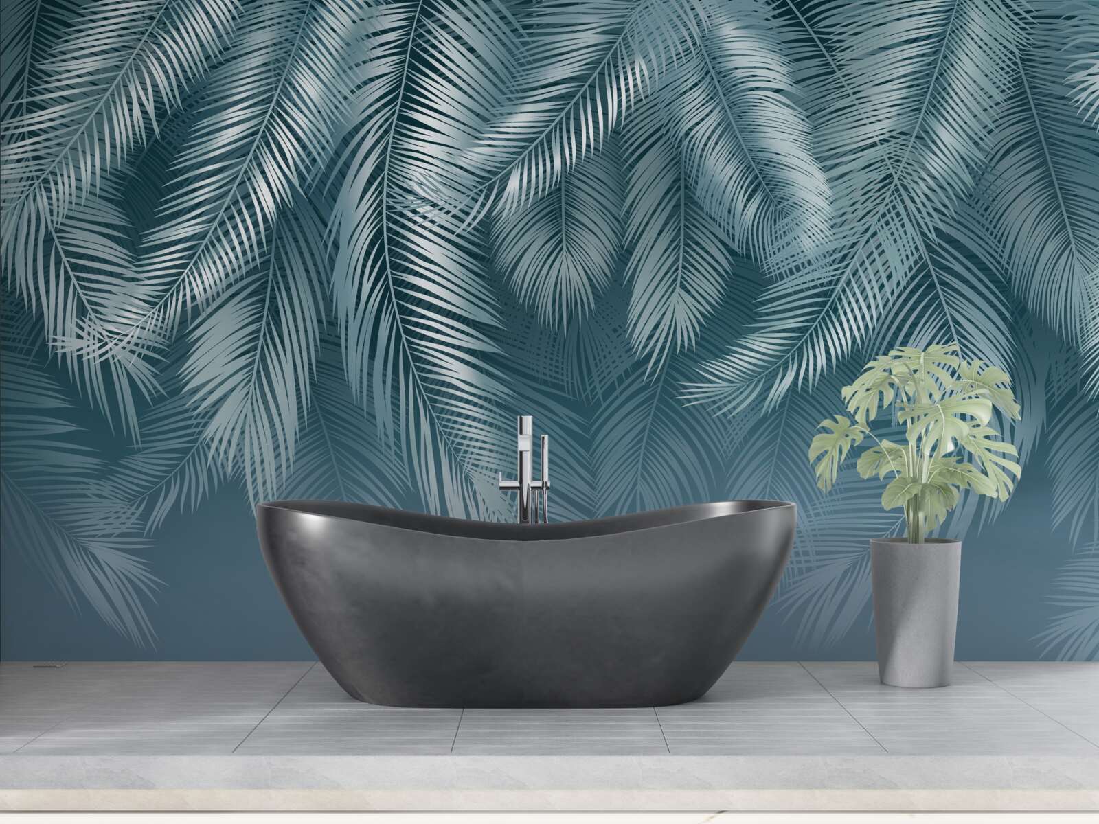 Fototapeta liście piór w turkusowym odcieniu