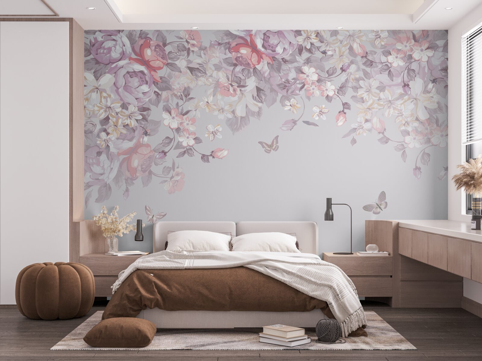 Fototapeta ogród, w którym kwitną kwiaty i motyle