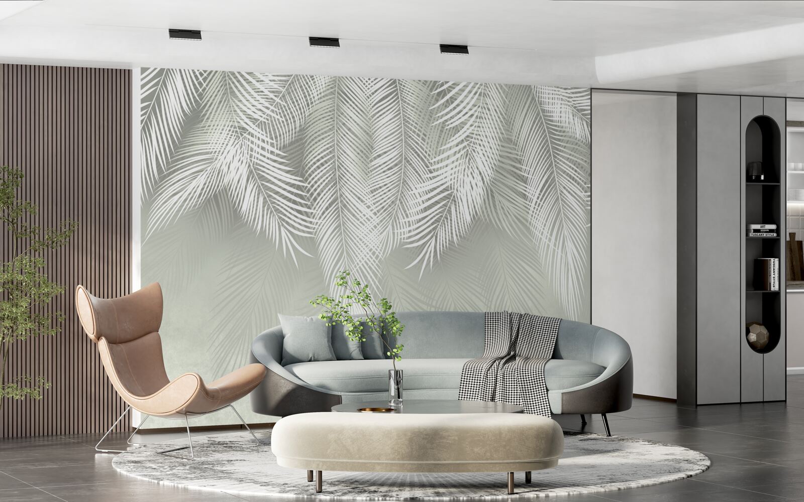 Fototapeta liście palmy śnieżnobiałe, delikatne i miękkie