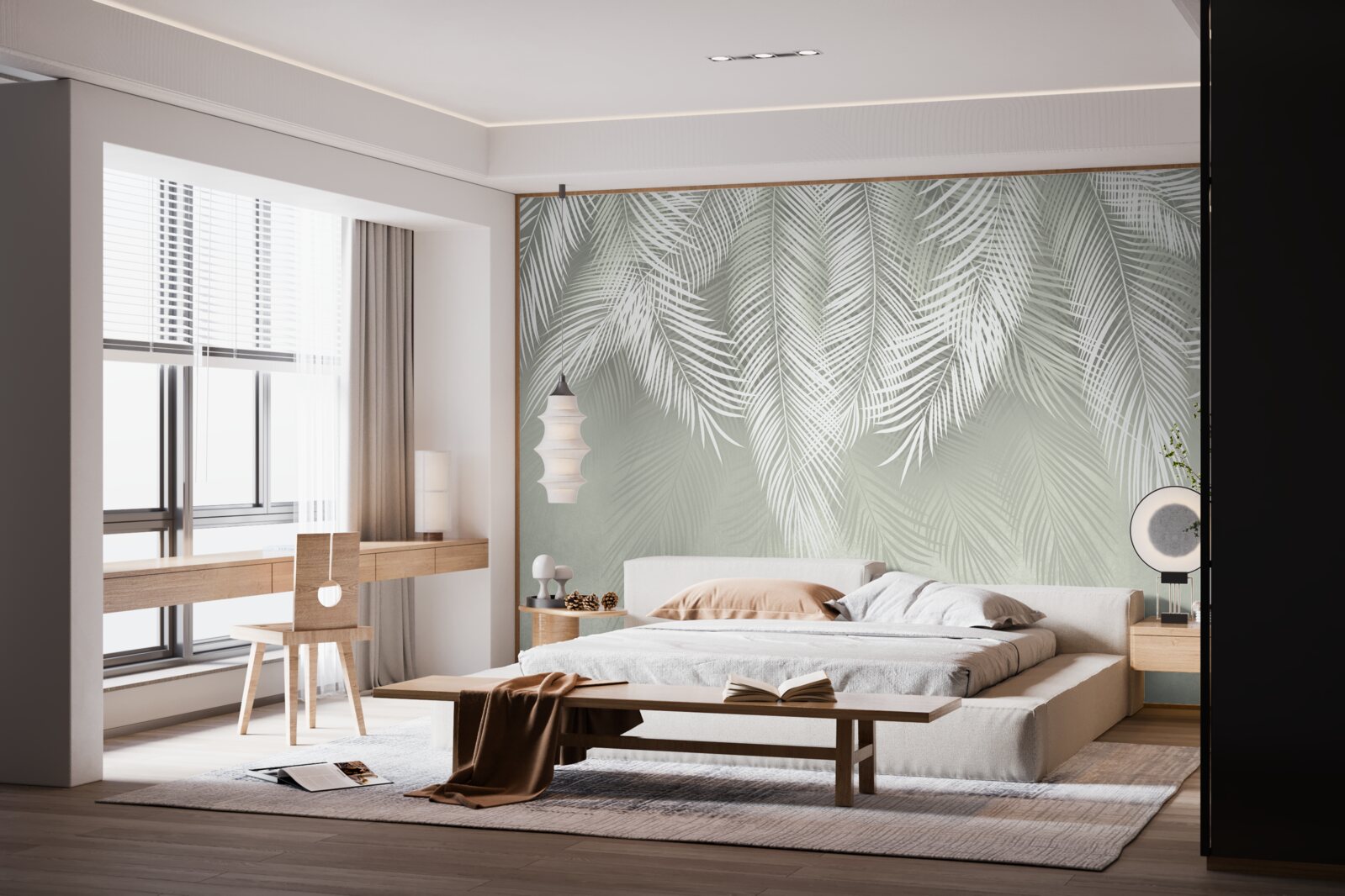 Fototapeta liście palmy śnieżnobiałe, delikatne i miękkie