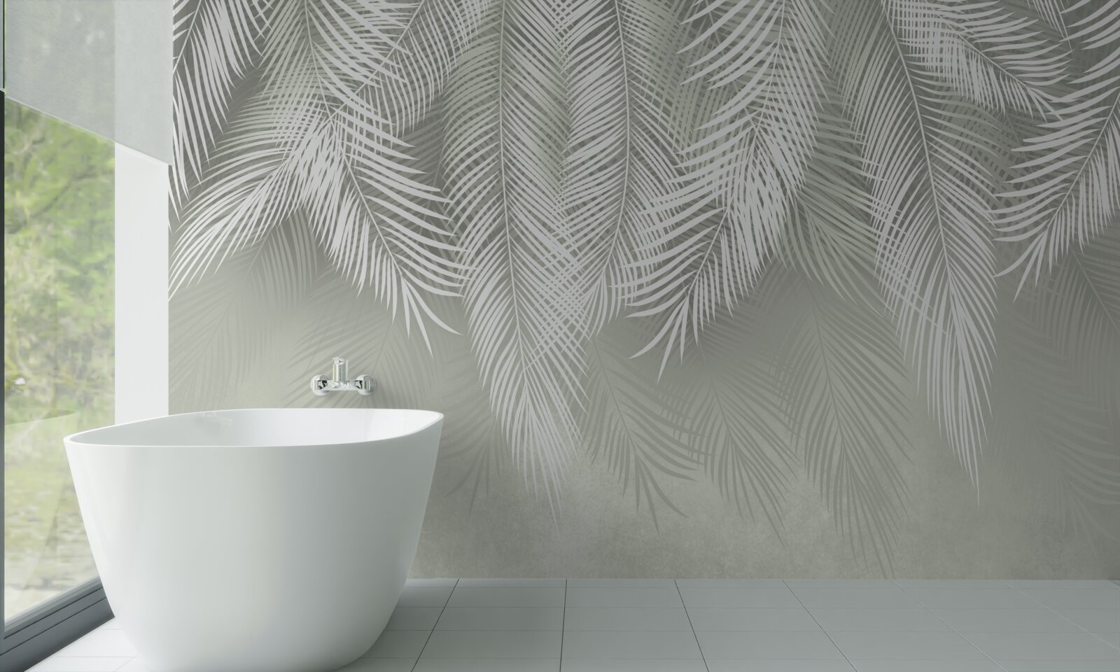 Fototapeta liście palmy śnieżnobiałe, delikatne i miękkie