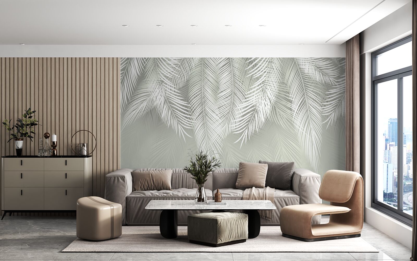 Fototapeta liście palmy śnieżnobiałe, delikatne i miękkie