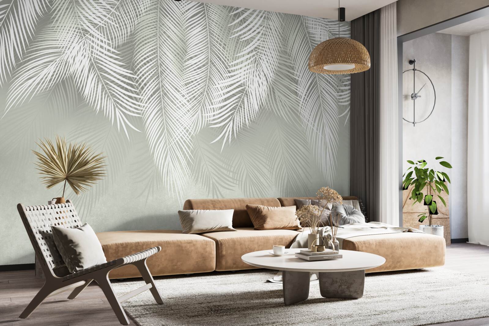 Fototapeta liście palmy śnieżnobiałe, delikatne i miękkie