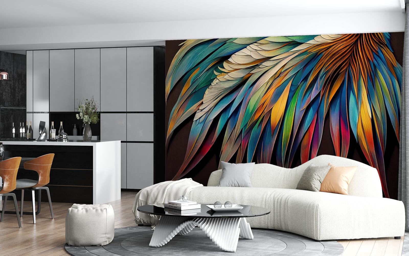 Fototapeta liście palm nocnych pomalowane w kolorach tęczy