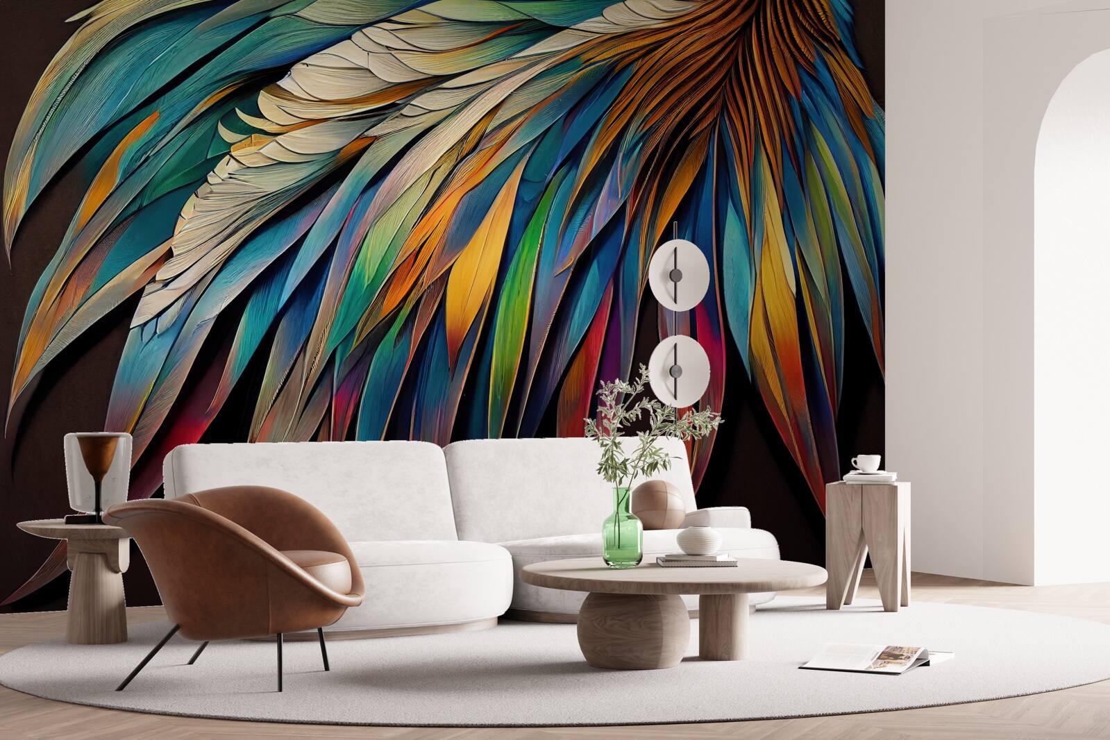 Fototapeta liście palm nocnych pomalowane w kolorach tęczy