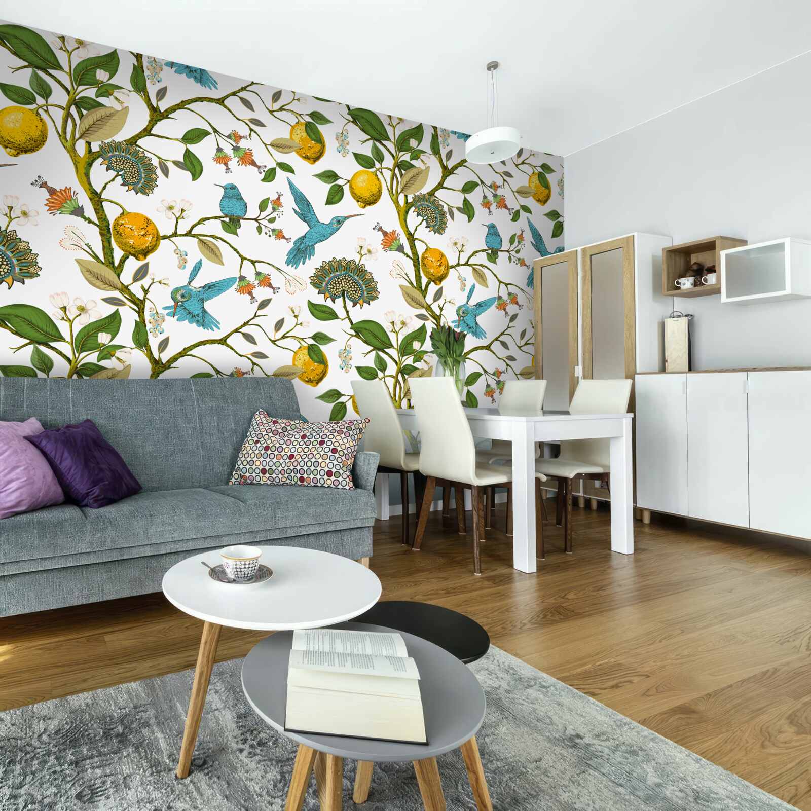 Fototapeta cytryny i niebieskie kolibry