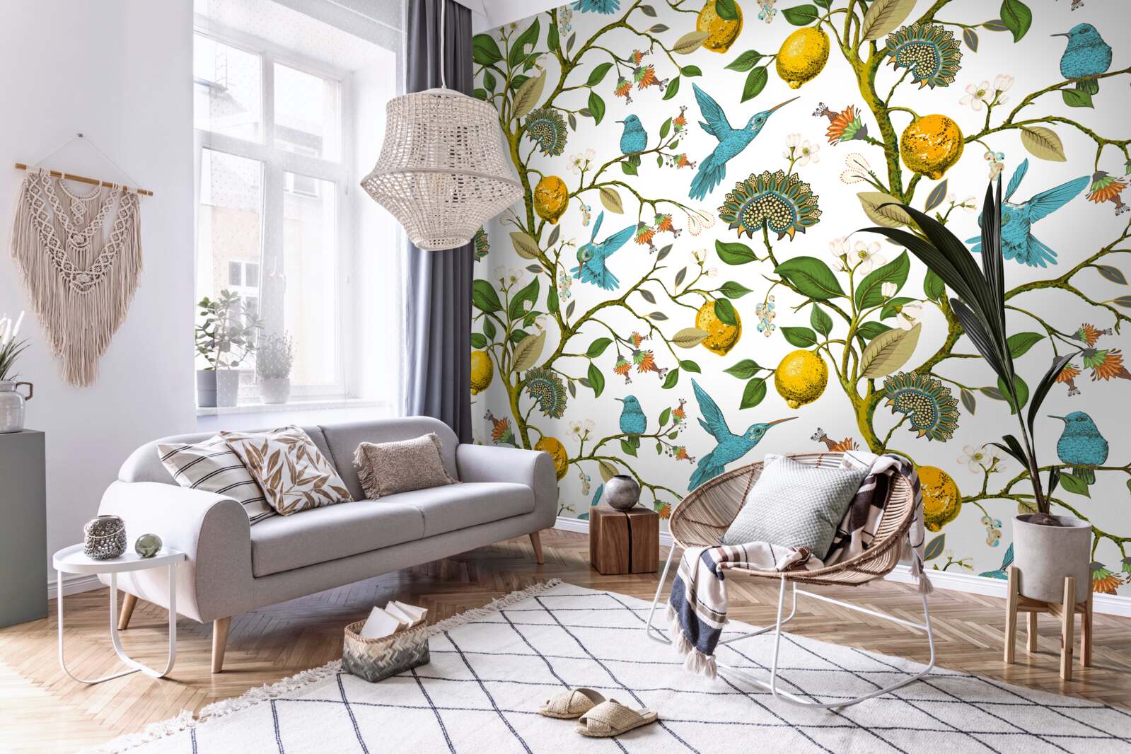 Fototapeta cytryny i niebieskie kolibry