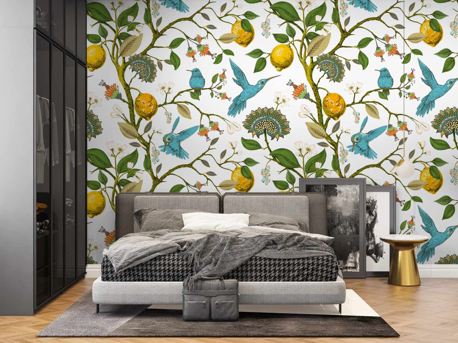 Fototapeta cytryny i niebieskie kolibry