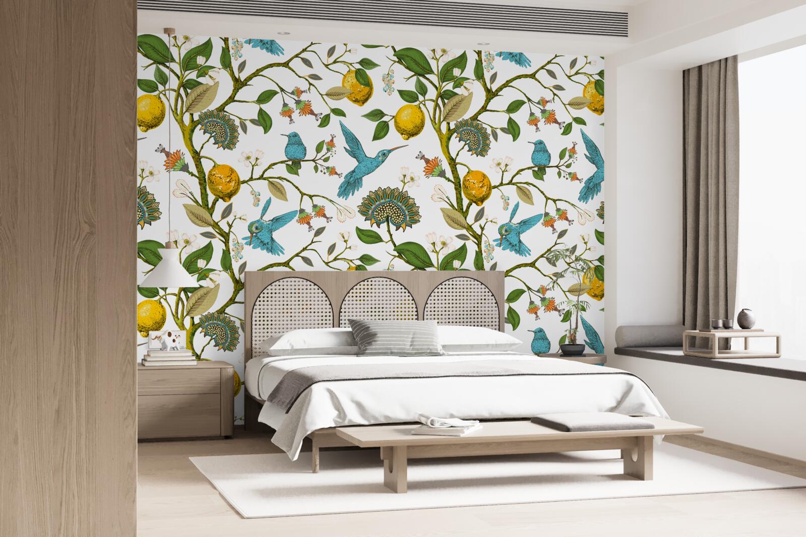 Fototapeta cytryny i niebieskie kolibry