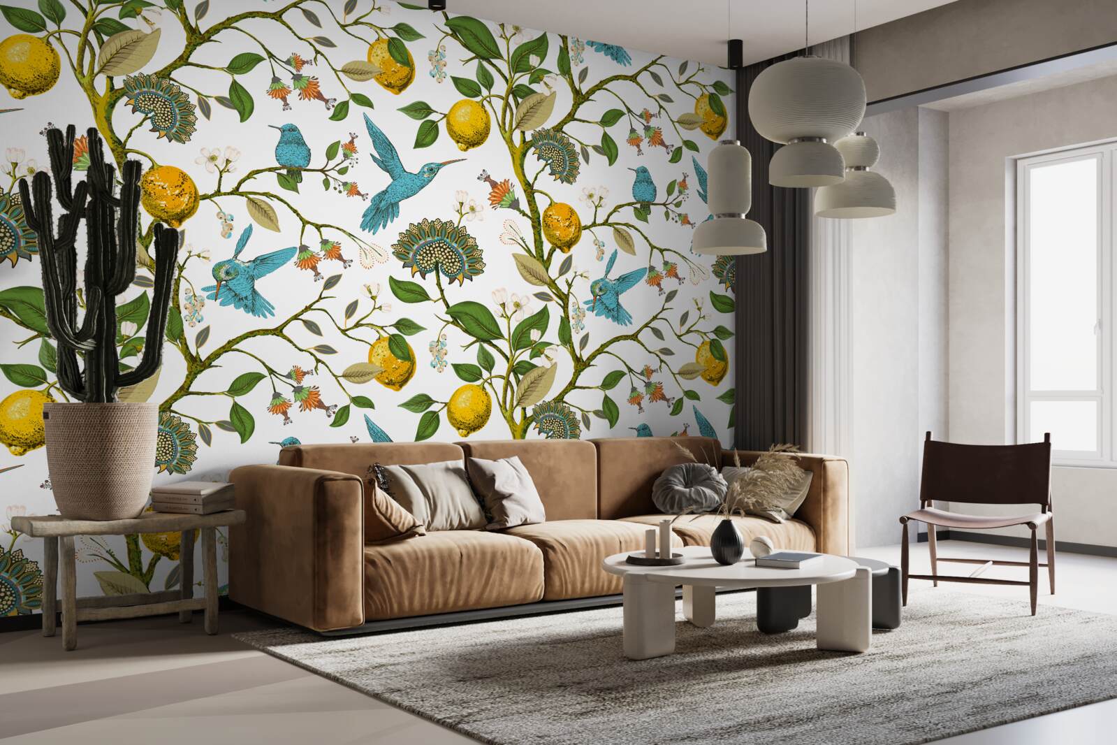 Fototapeta cytryny i niebieskie kolibry