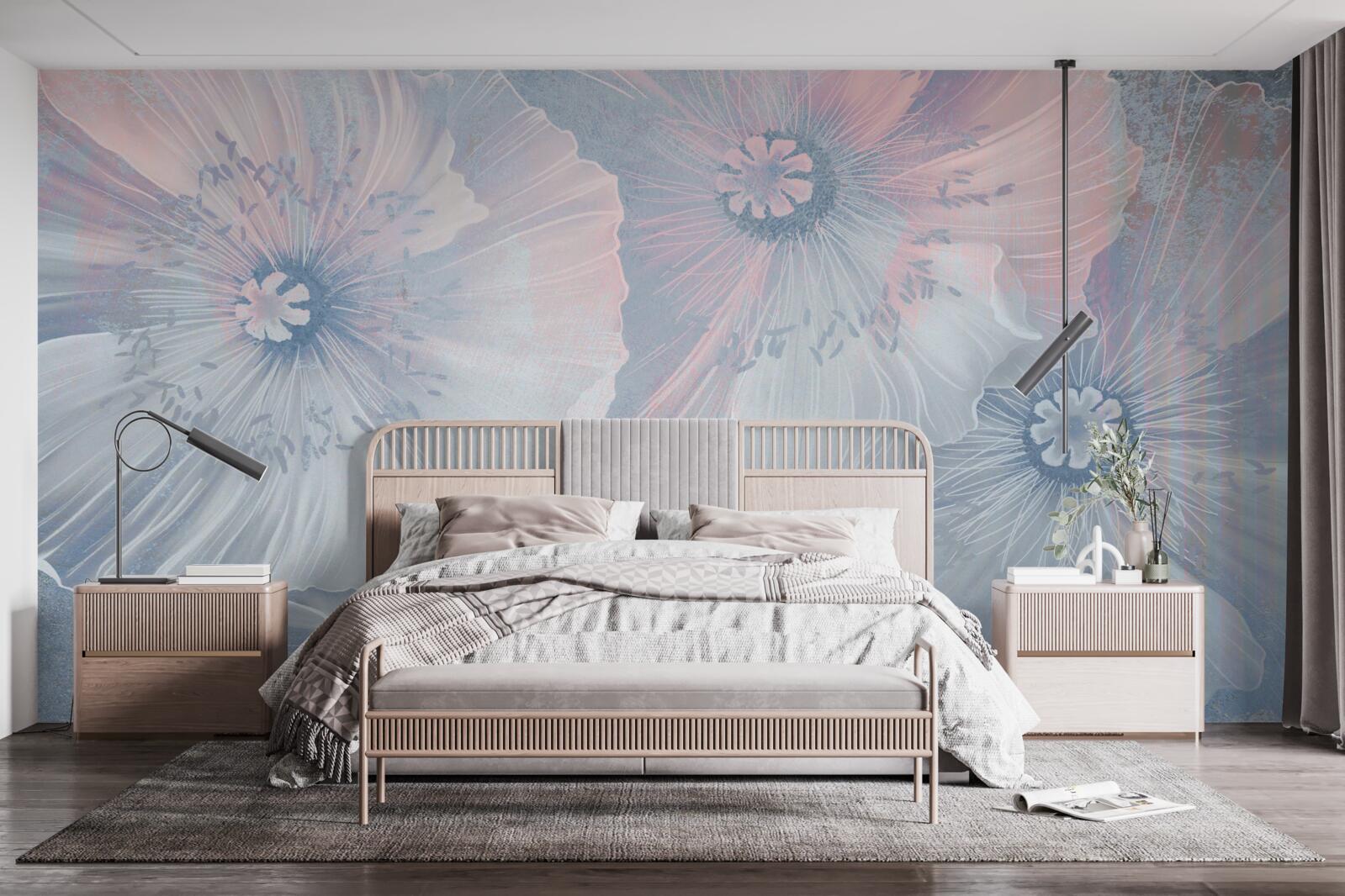 Fototapeta obraz tła z makami zmieniającymi kolor jak kameleony