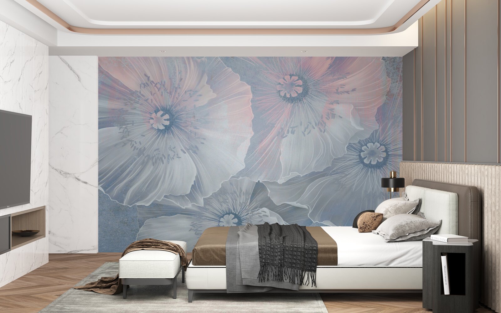 Fototapeta obraz tła z makami zmieniającymi kolor jak kameleony