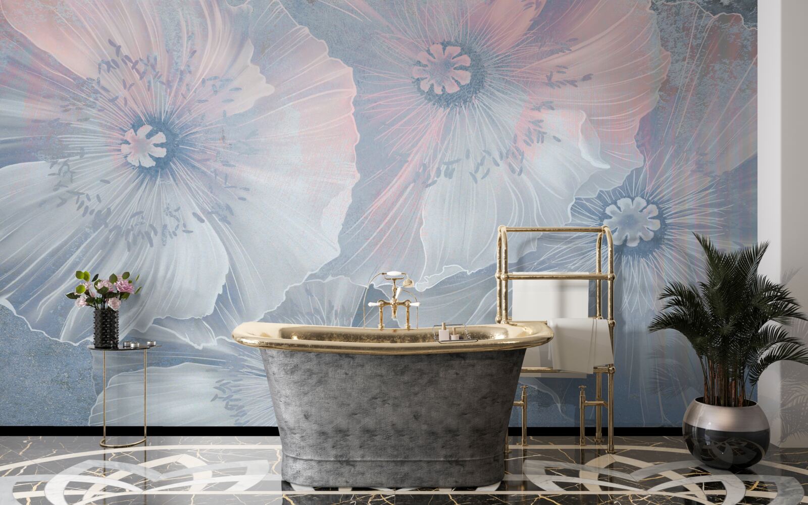 Fototapeta obraz tła z makami zmieniającymi kolor jak kameleony