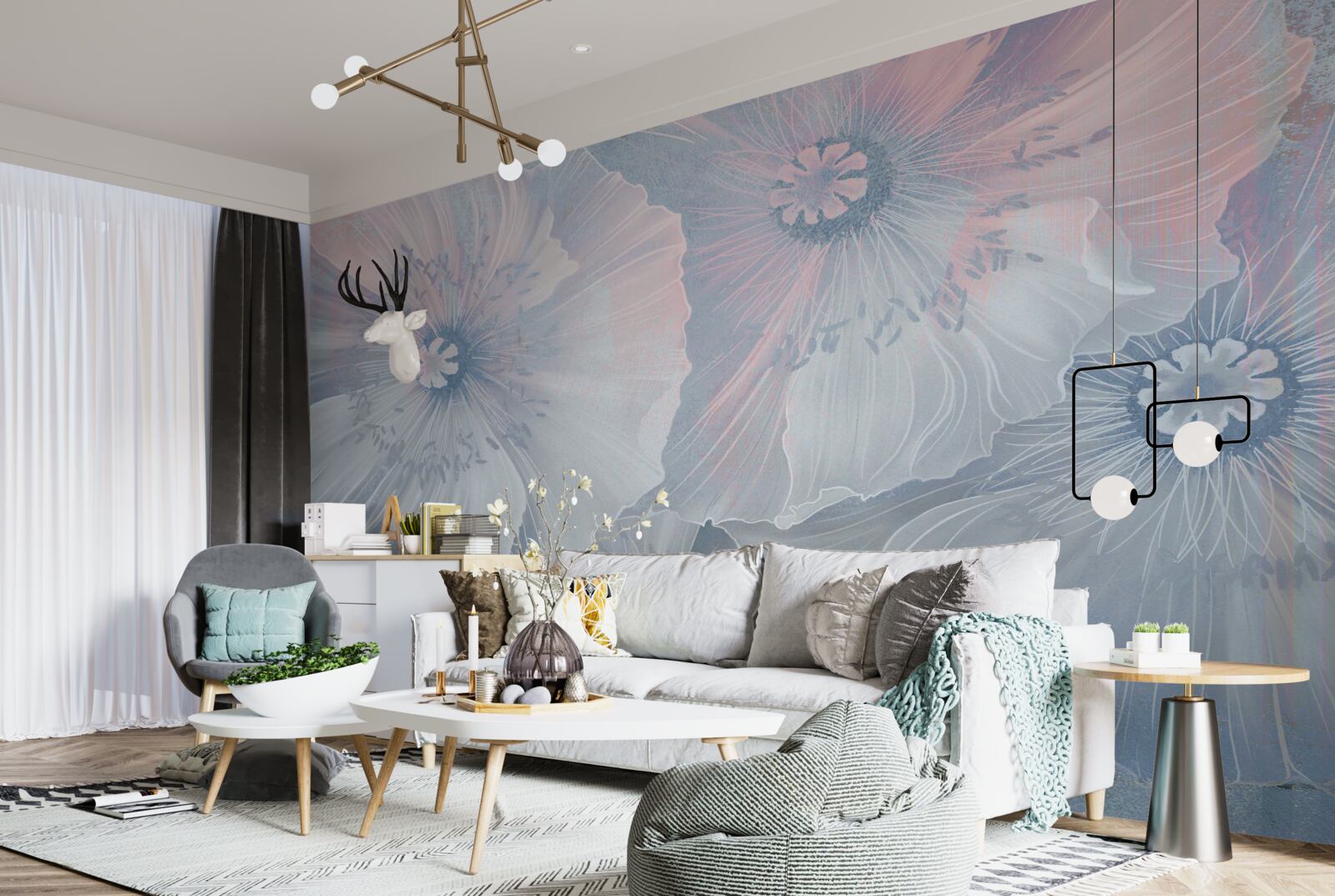 Fototapeta obraz tła z makami zmieniającymi kolor jak kameleony