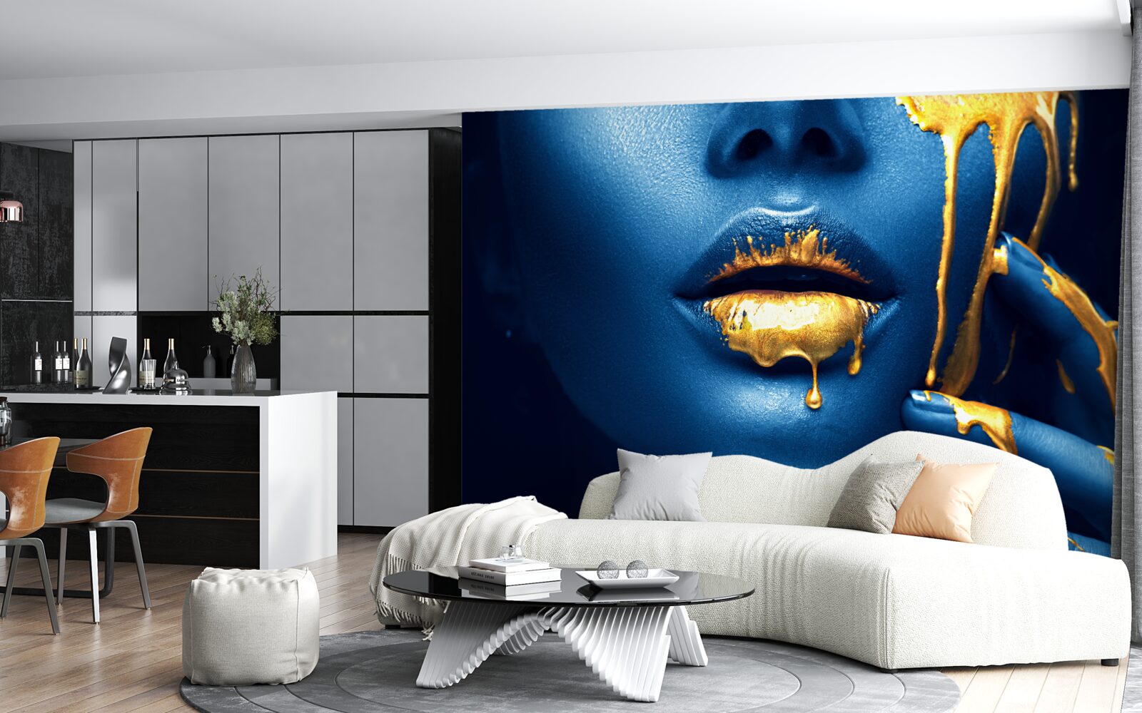 Fototapeta kobieta z błyszczącą złotą szminką na ustach