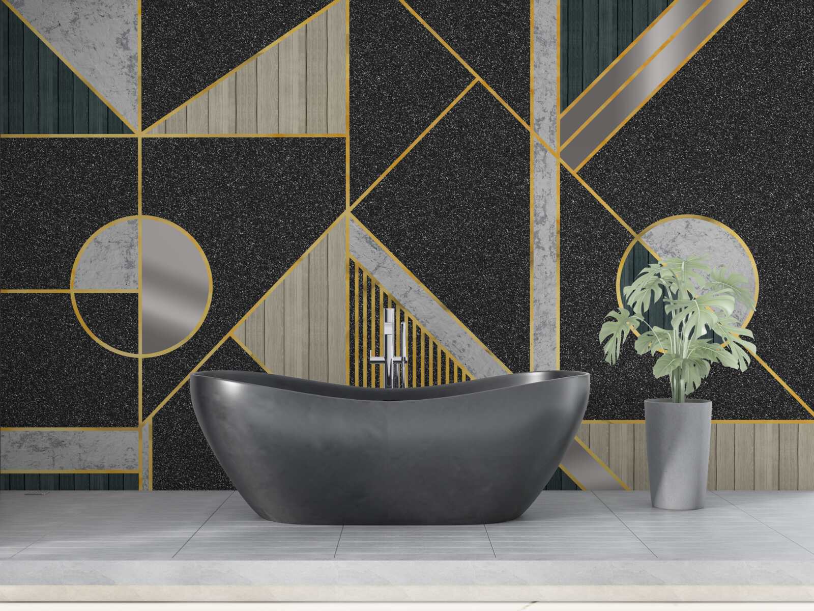 Fototapeta ciemna mozaika ze złotymi odcieniami