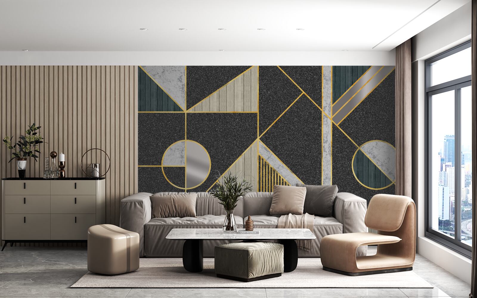 Fototapeta ciemna mozaika ze złotymi odcieniami