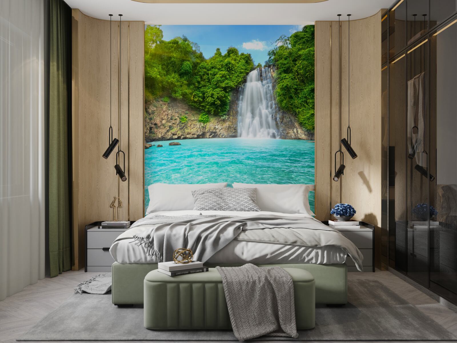 Fototapeta wody górskiego wodospadu, czyste jak kryształ, na pustyni