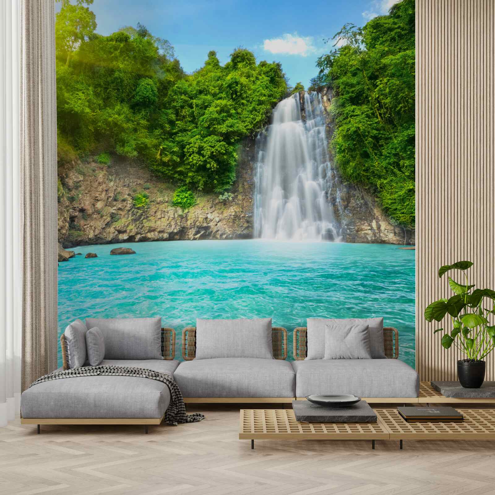 Fototapeta wody górskiego wodospadu, czyste jak kryształ, na pustyni