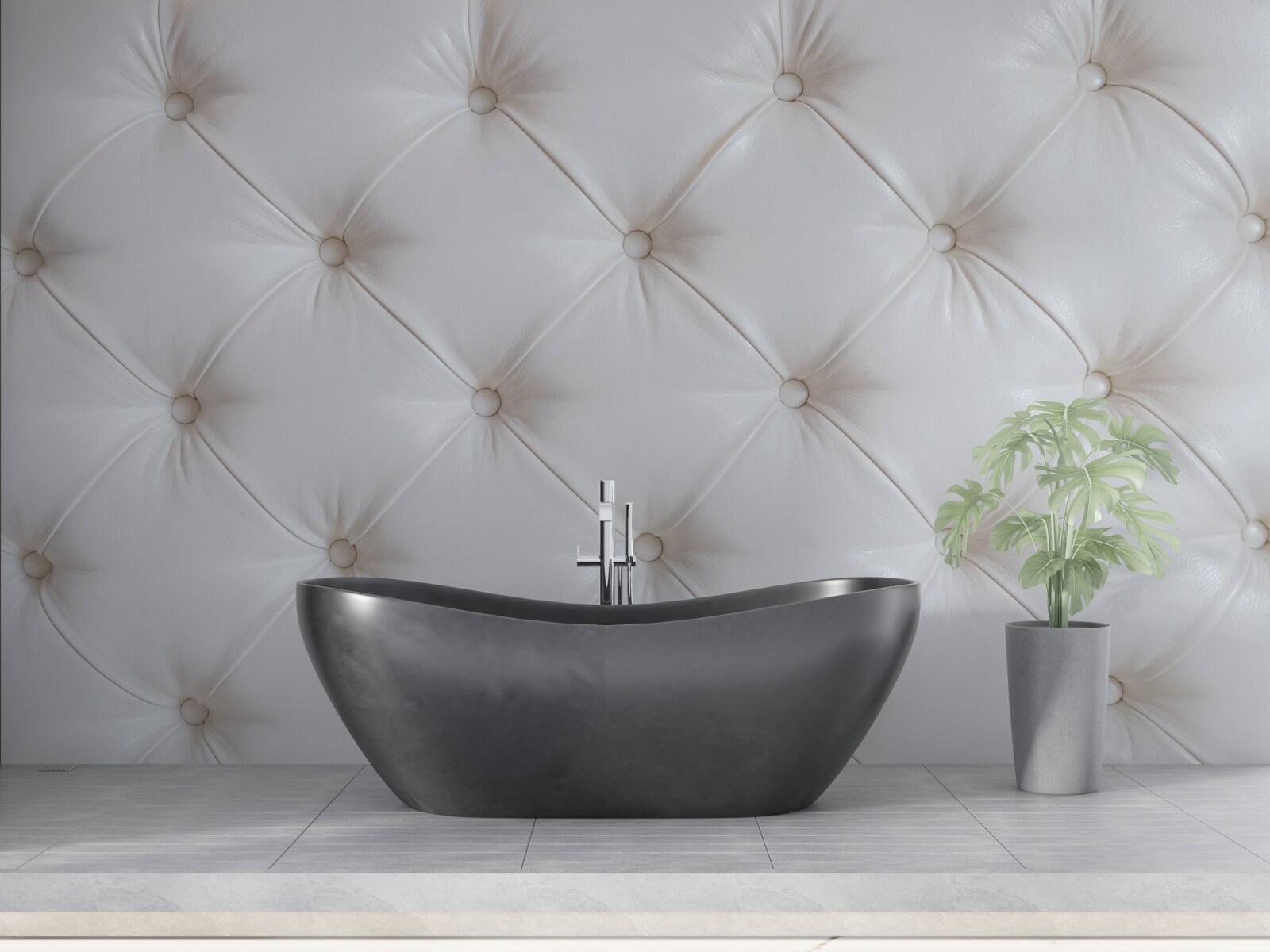 Fototapeta tapicerka z białej skóry z dekoracją ze strasu