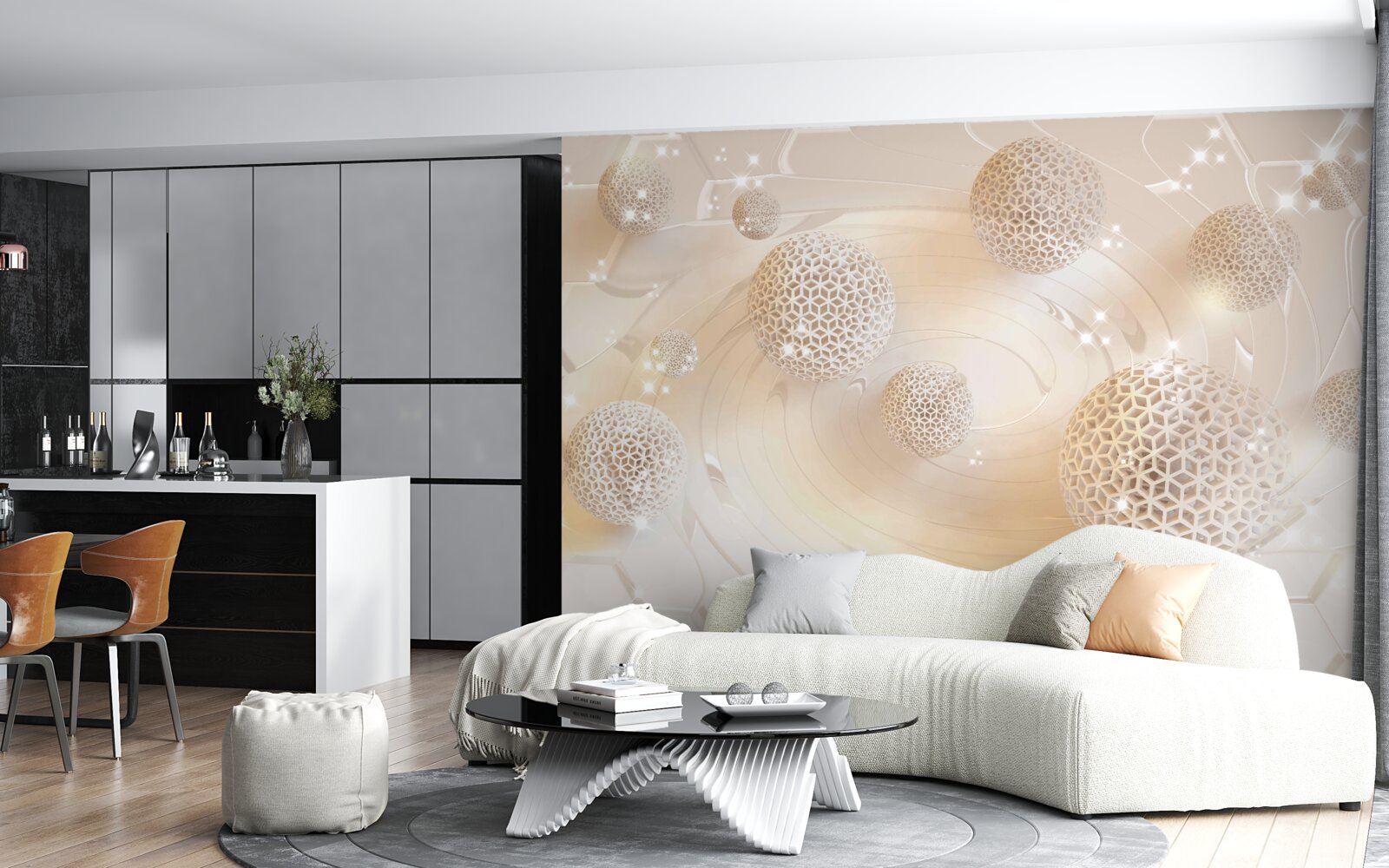 Fototapeta kulki wirujące w złotym blasku