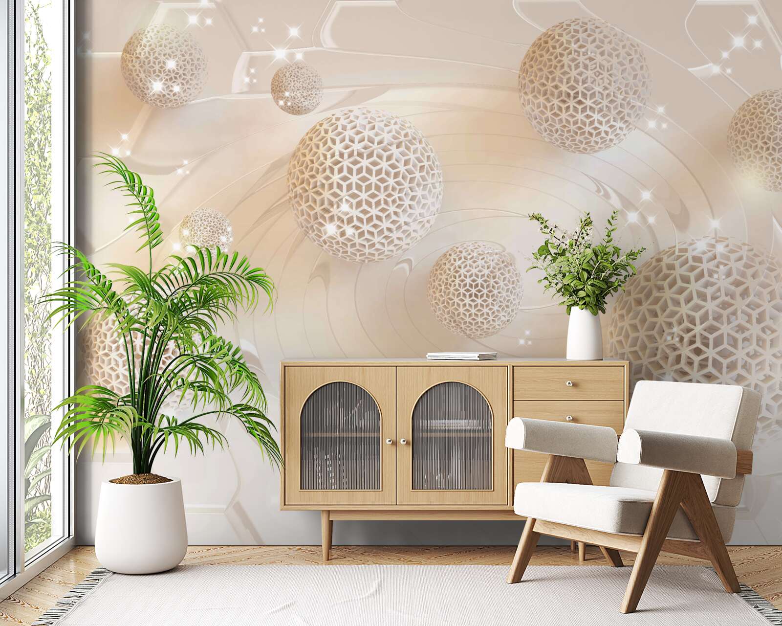 Fototapeta kulki wirujące w złotym blasku