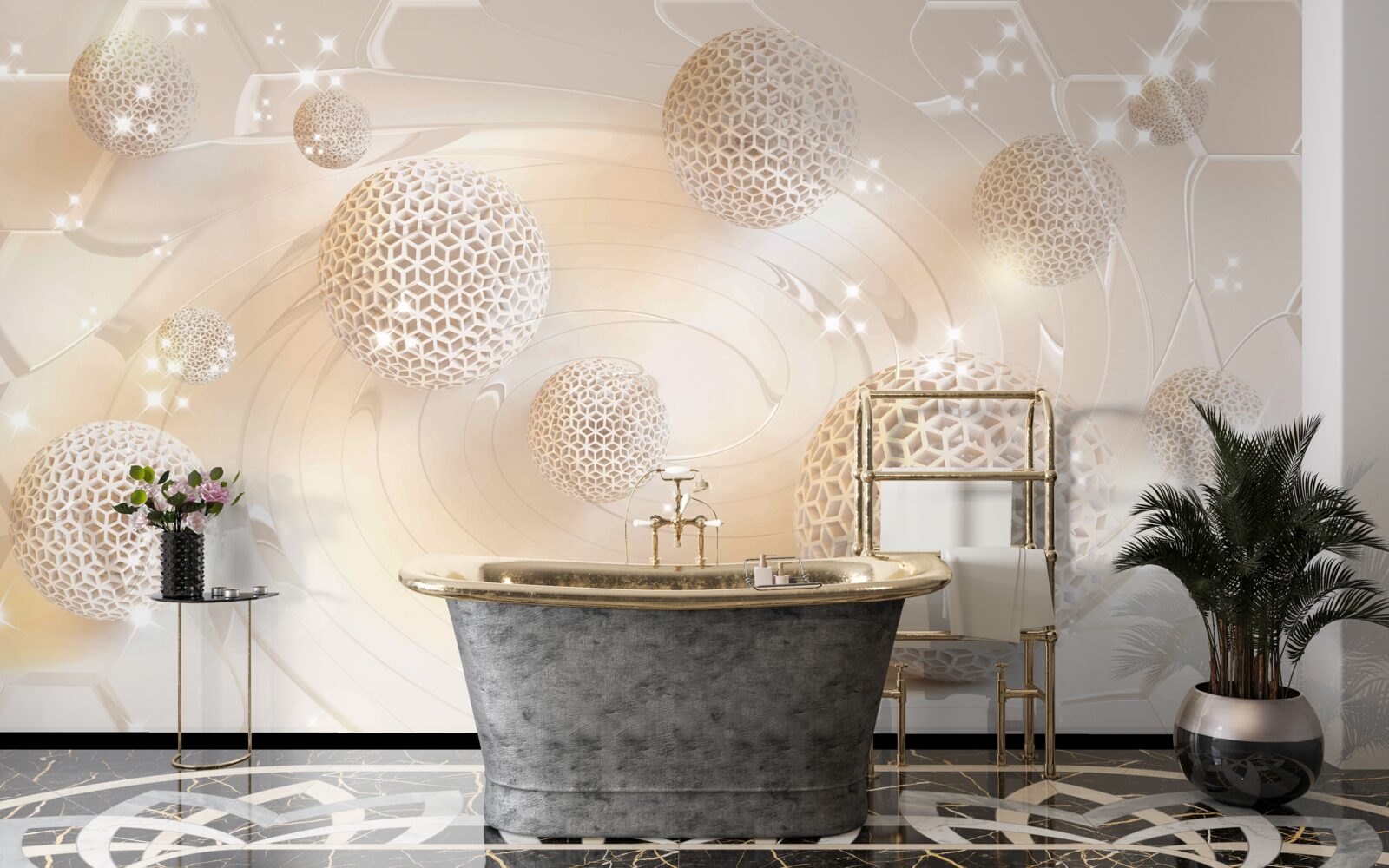 Fototapeta kulki wirujące w złotym blasku