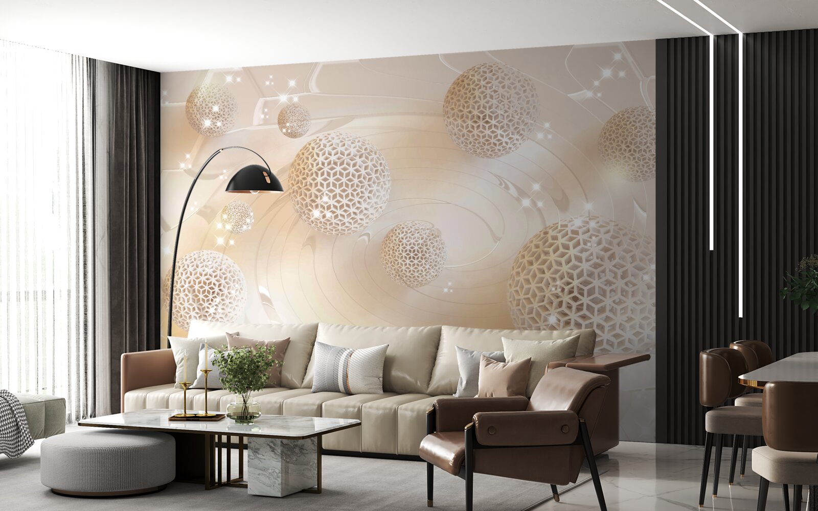 Fototapeta kulki wirujące w złotym blasku