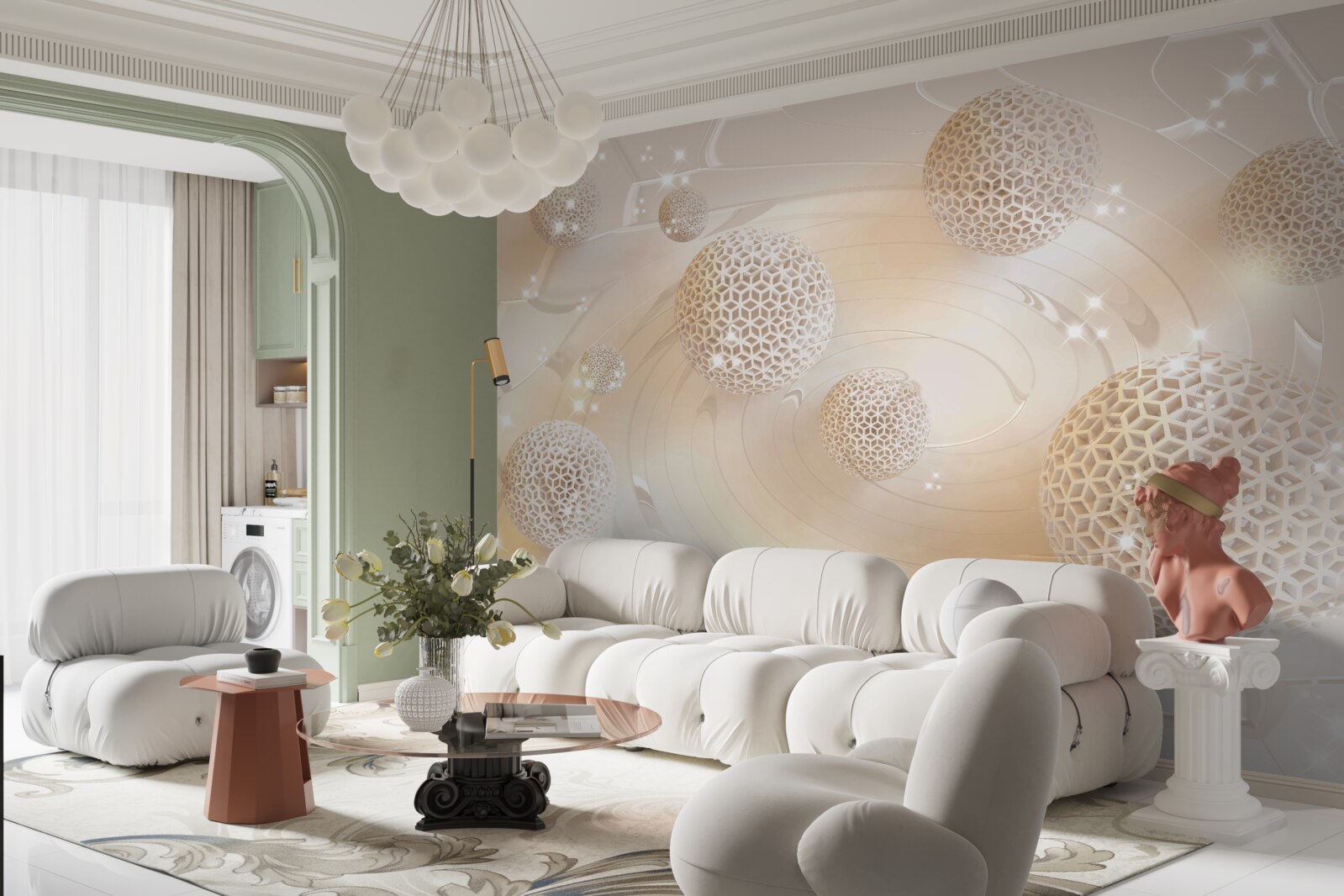 Fototapeta kulki wirujące w złotym blasku