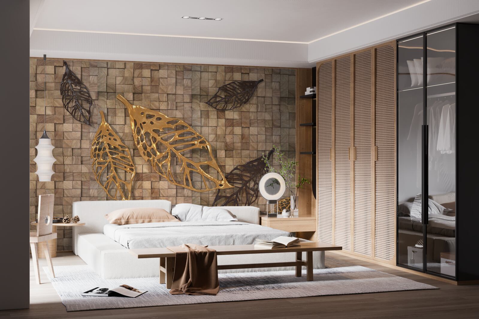 Fototapeta mozaika jest obramowana liśćmi