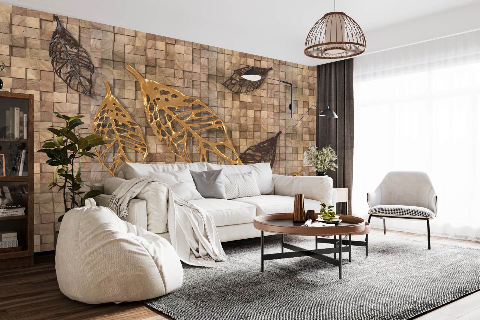 Fototapeta mozaika jest obramowana liśćmi