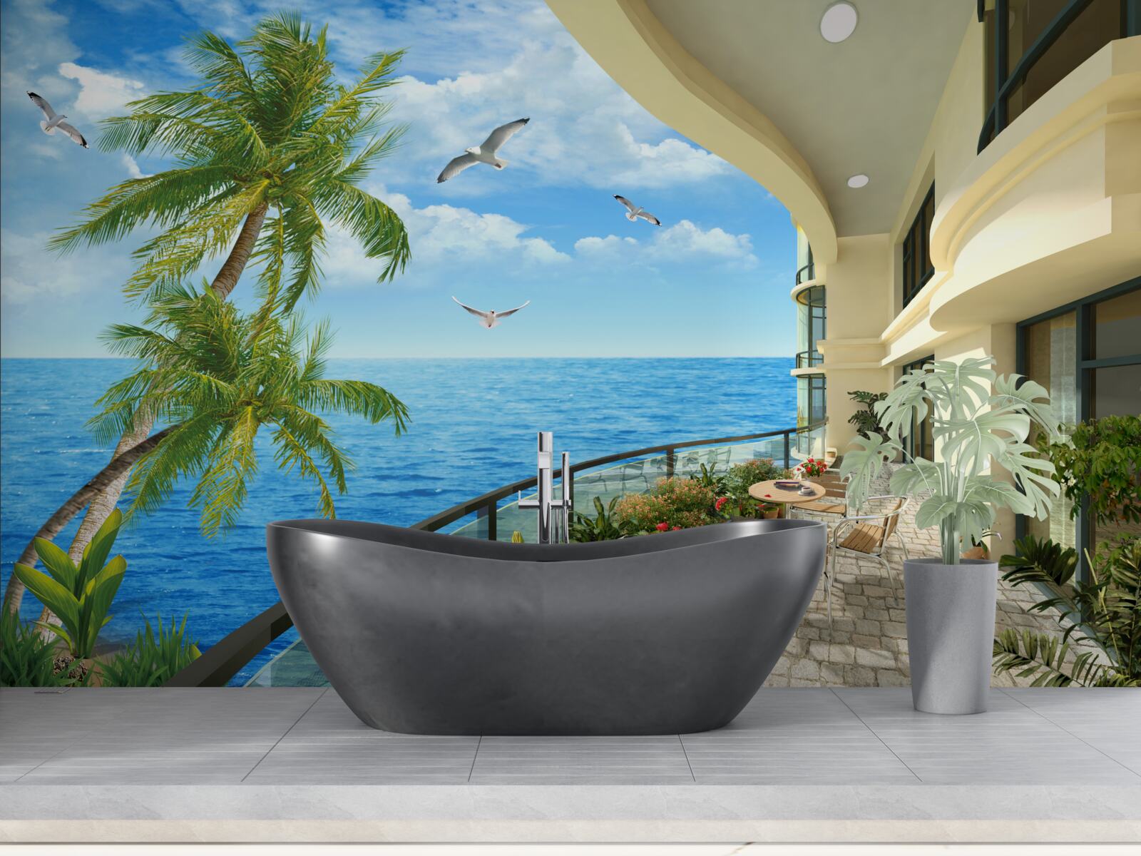 Fototapeta taras z widokiem na ocean