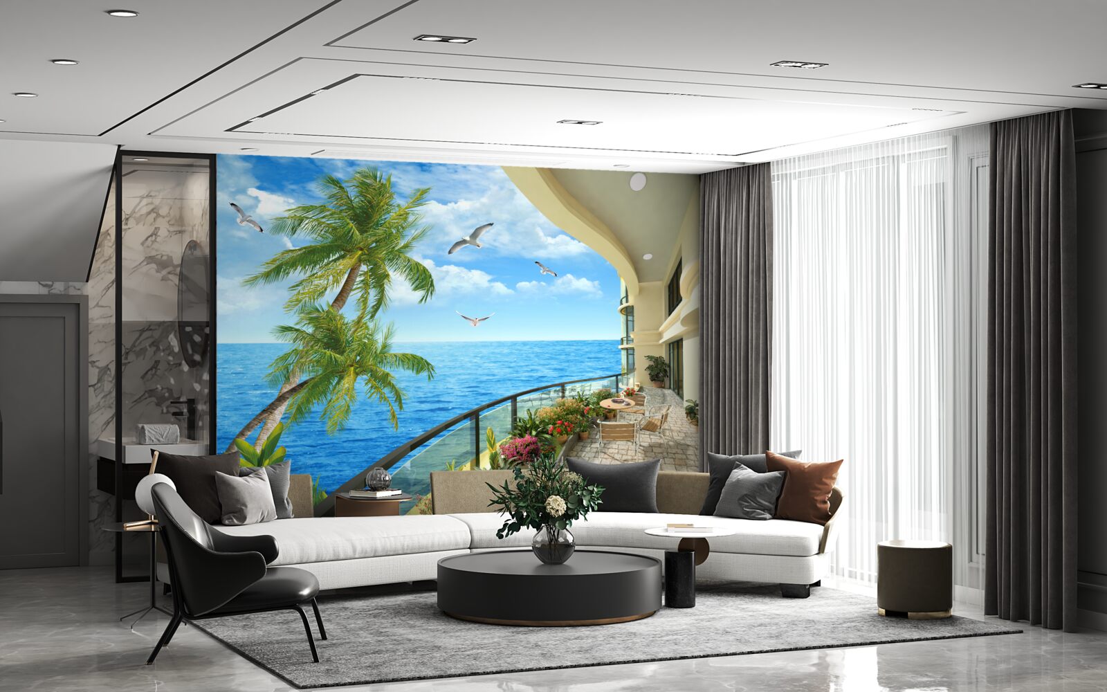 Fototapeta taras z widokiem na ocean