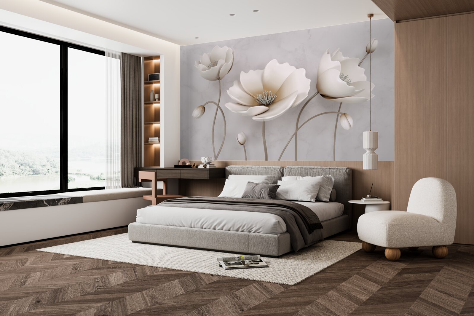 Fototapeta urocze śnieżnobiałe kwiaty