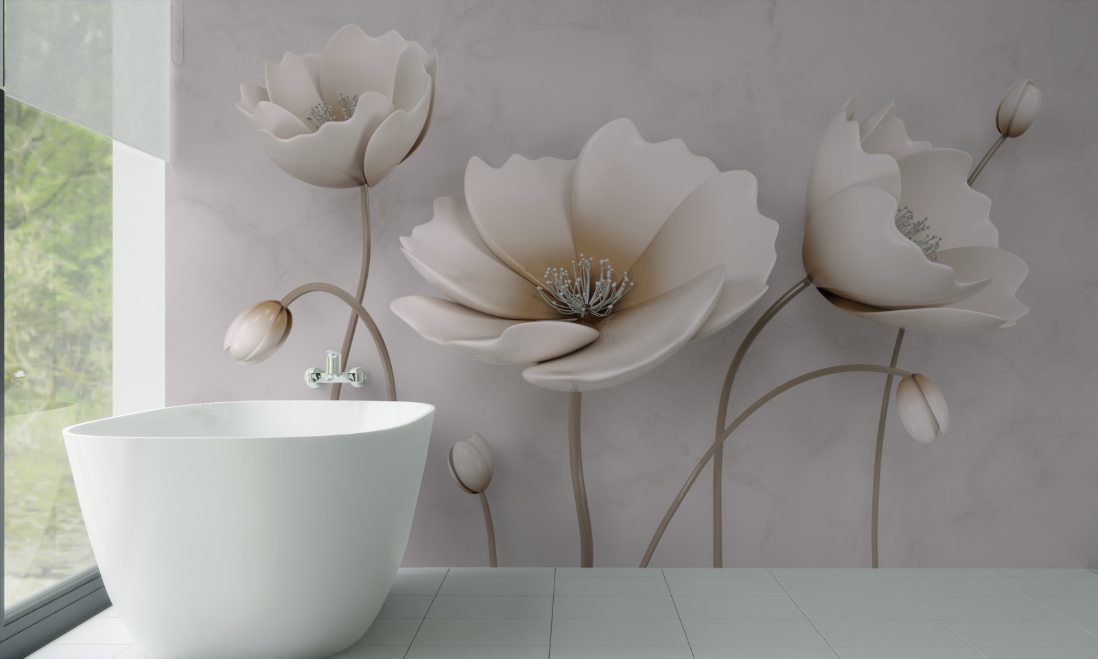 Fototapeta urocze śnieżnobiałe kwiaty