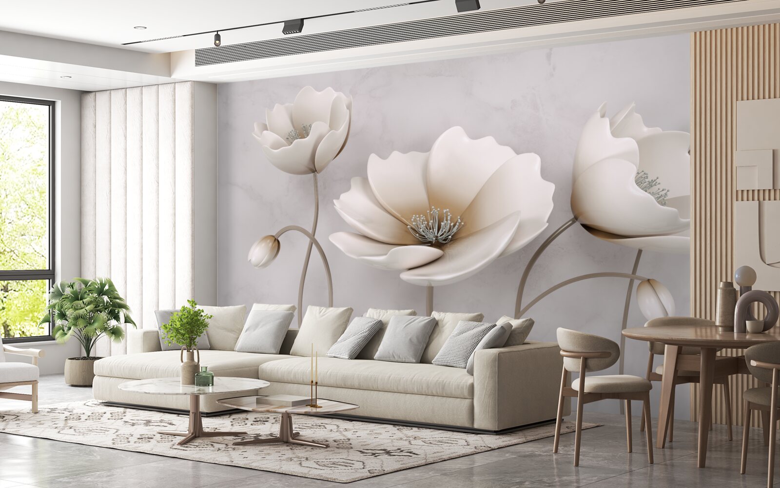 Fototapeta urocze śnieżnobiałe kwiaty