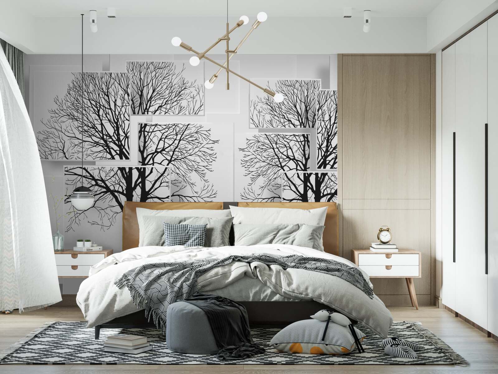 Fototapeta dwa powalone drzewa na jasnym tle