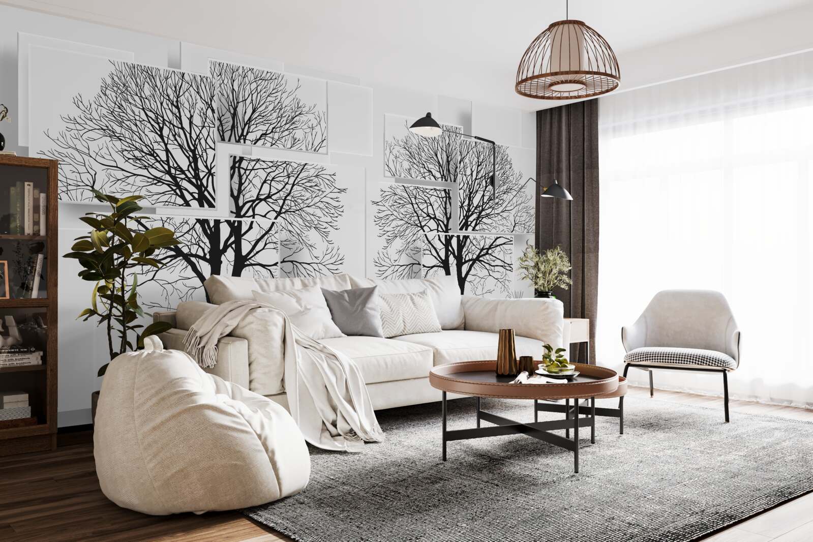 Fototapeta dwa powalone drzewa na jasnym tle