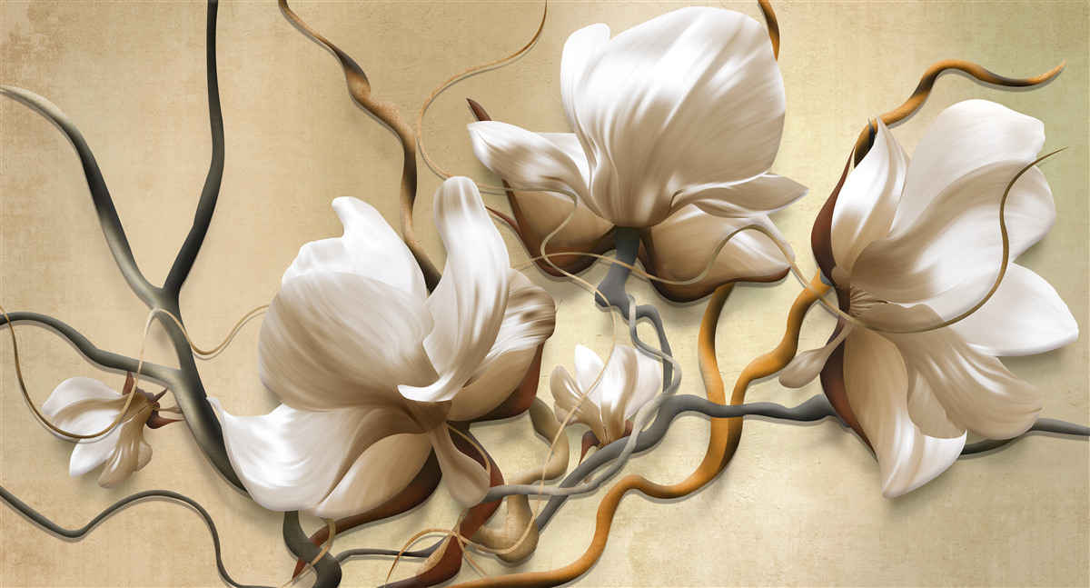 Fototapeta eleganckie gałęzie ozdobione białymi kwiatami