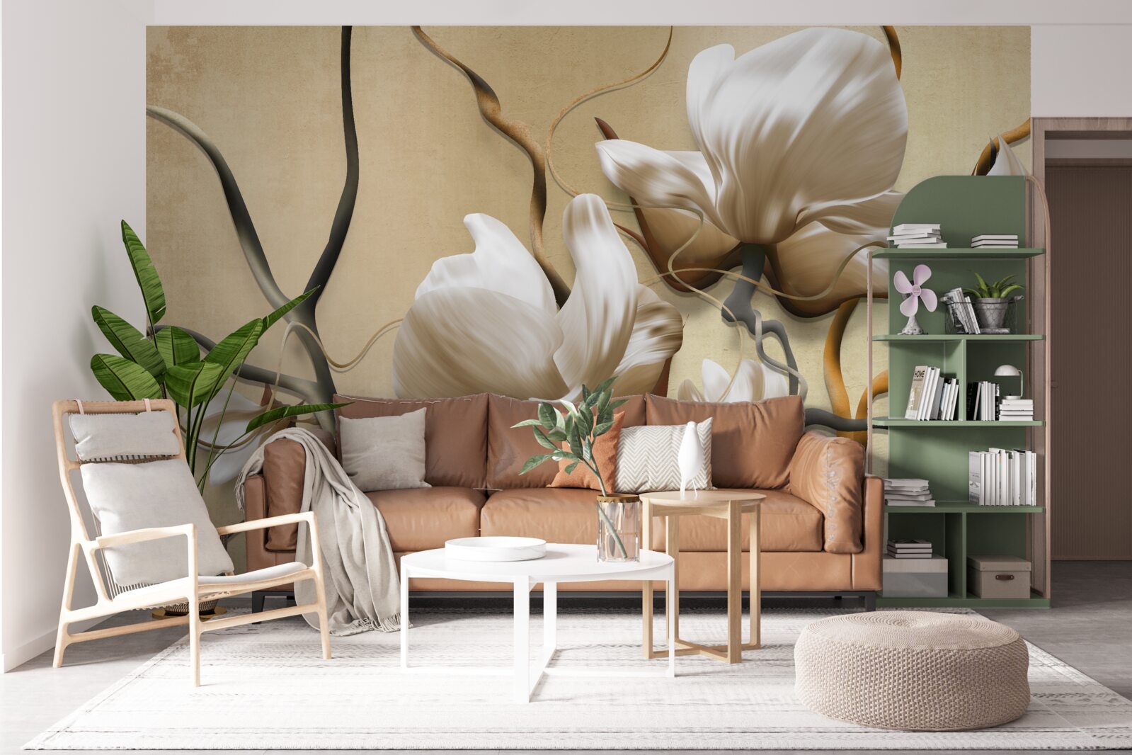 Fototapeta eleganckie gałęzie ozdobione białymi kwiatami