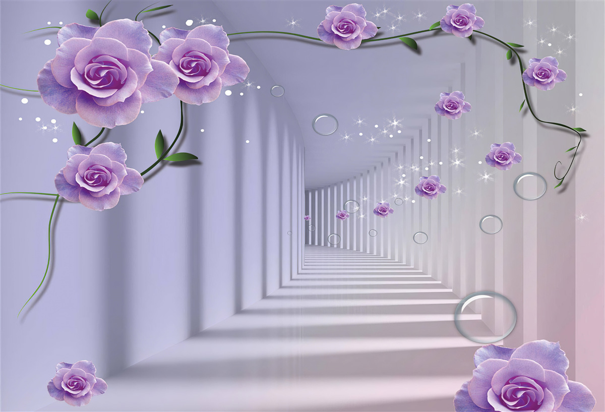 Fototapeta w tunelu kwitną delikatne, niebieskie pąki kwiatowe