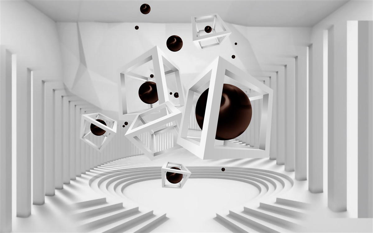 Fototapeta duże czarne kule otoczone białymi ramkami